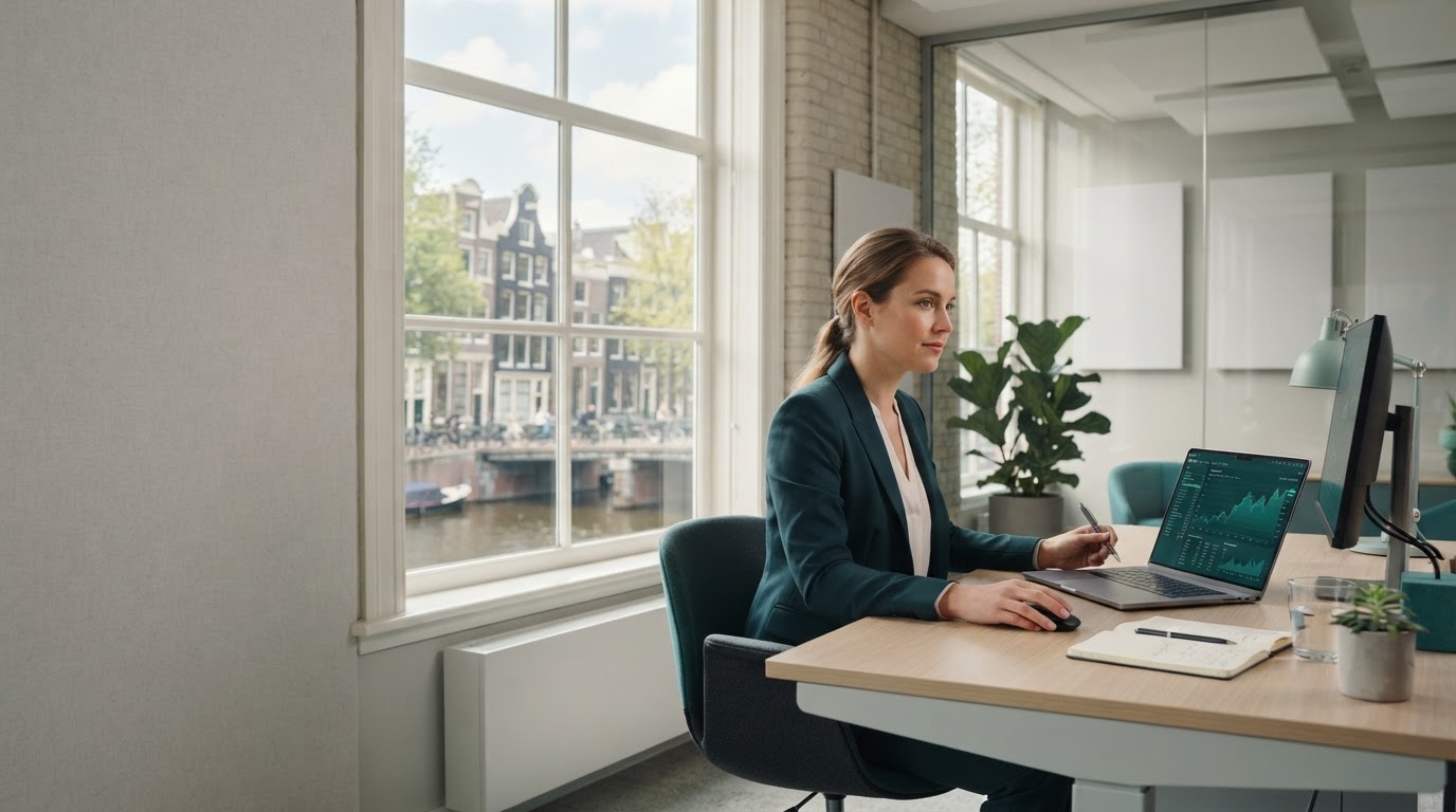 Ethera Capital platform voor AI-gedreven data-analyse, gebruikt door een locatieonafhankelijke professional
